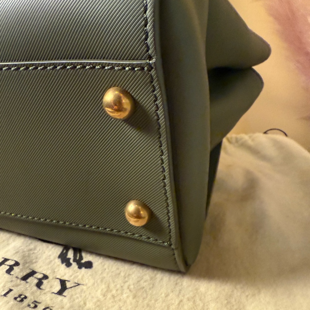 Burberry Sage Green Satchel with Plaid Strap - Picture 5 of 7